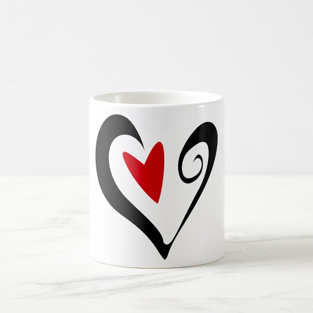 Mug Coeur Abstrait rouge et noir Romantique moderne (Créateur téléchargé)