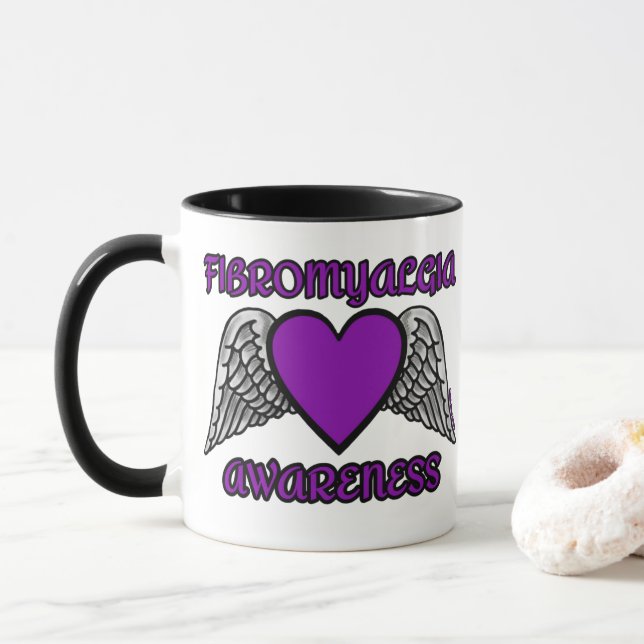 Mug Coeur/ailes...Mug Fibro (Avec donut)