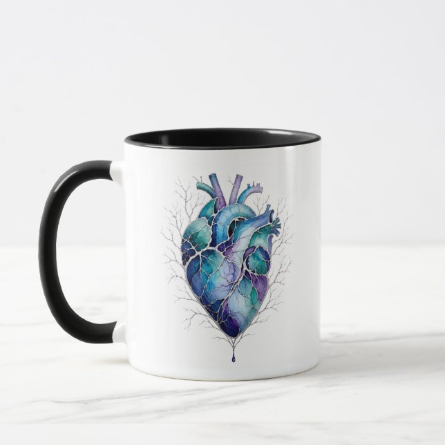 Mug Cœur anatomique bleu et violet (Gauche)
