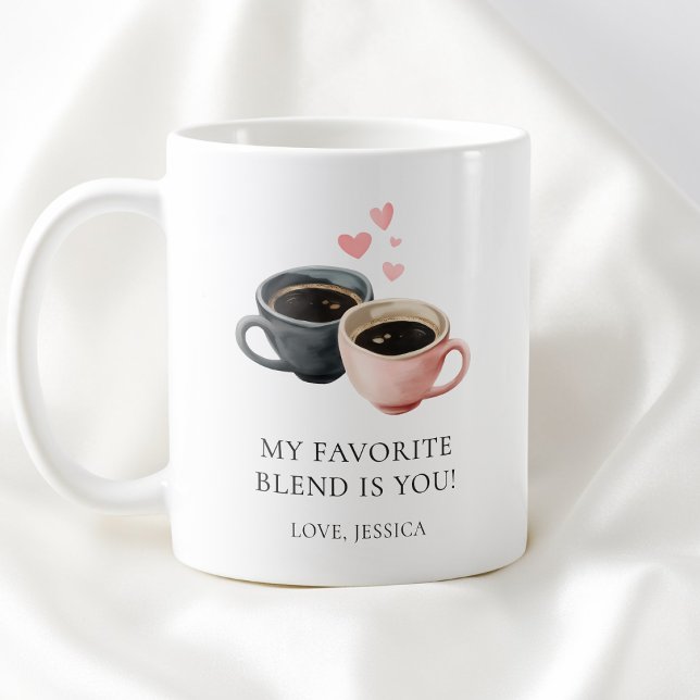 Mug Cœur aquarelle Couple moderne Saint-Valentin (Watercolor Heart Modern Couple Valentine's Day Coffee Mug)