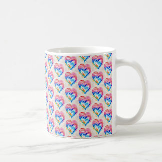 Mug Coeur arc-en-ciel avec gouttes, Coupe d'art contem