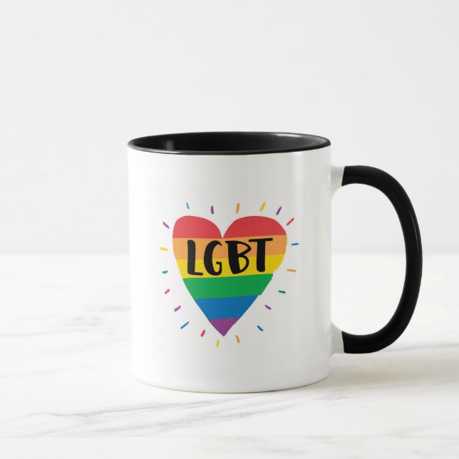 Mug Coeur arc-en-ciel LGBT (Droite)