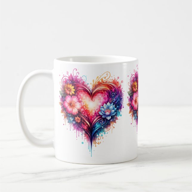 Mug cœur artistique coloré (Gauche)