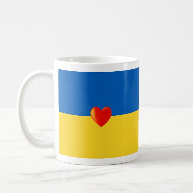 Mug Cœur aux couleurs du drapeau de l'Ukraine (Gauche)