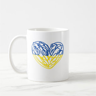 Mug Coeur aux couleurs du drapeau ukrainien. Ukraine