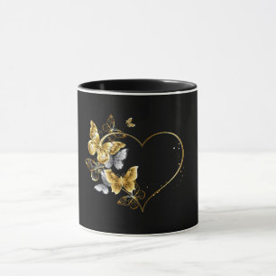 Mug Coeur aux papillons d'or