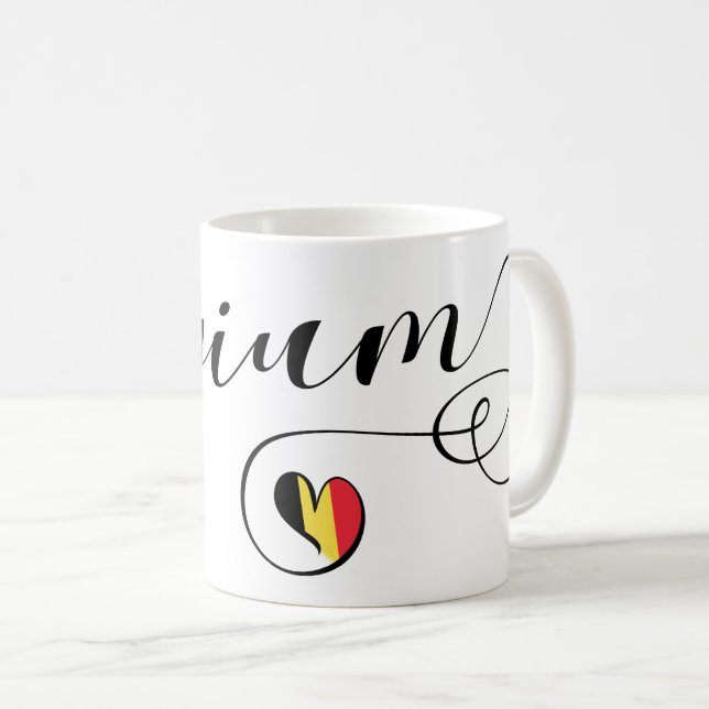 Mug Coeur Belgique Mug, Drapeau belge (Devant droit)