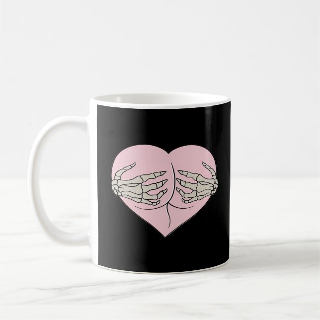 Mug Coeur Butt Hug Skeleton Mains Classique (Gauche)