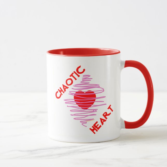 Mug Coeur chaotique Amour rouge Spirale rose Romance s (Droite)