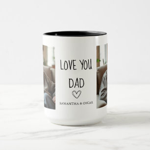 Mug Coeur Collage Photo Papa Je T'Aime Noir