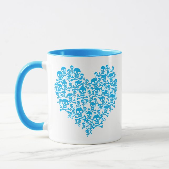 Mug Cœur Crâne Bleu (Gauche)