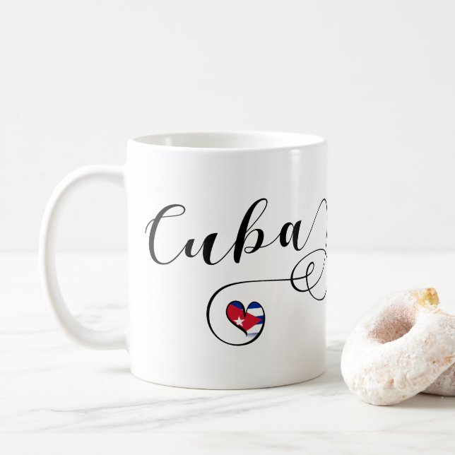 Mug Coeur Cuba Mug, Coeur Cuba, Drapeau cubain (Avec donut)