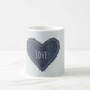 Mug Cœur d'amour en jean bleu