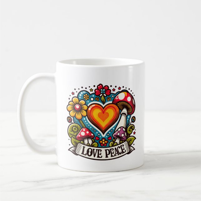 Mug Cœur d'amour et de paix – Inspirant (Gauche)