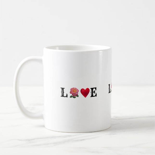 Mug Cœur d'amour et fleur de rose (Gauche)