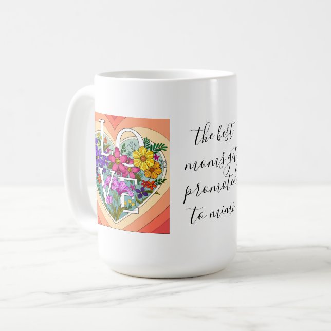 Mug Coeur d'AMOUR floral (pour la 1ère grand-mère) tas (Devant gauche)