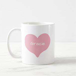 Mug Cœur d'amour gribouillé rose avec nom ou texte per