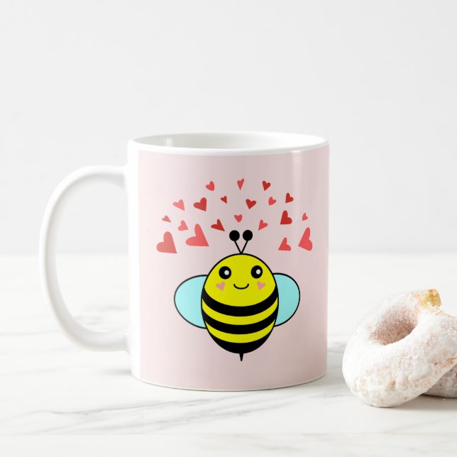 Mug Cœur d'amour heureux abeille (Avec donut)