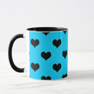 Mug Coeur d'amour noir sur Arrière - plan bleu