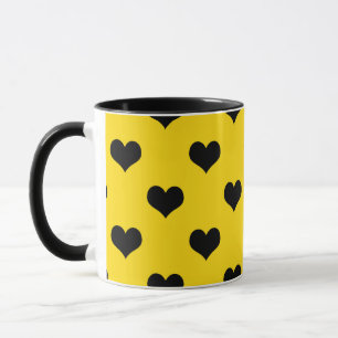 Mug Cœur d'amour noir sur fond jaune