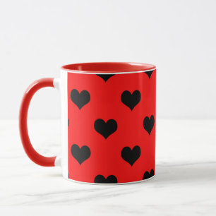 Mug Cœur d'amour noir sur fond rouge