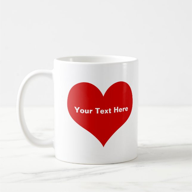Mug Coeur d'amour rouge personnalisé (Gauche)