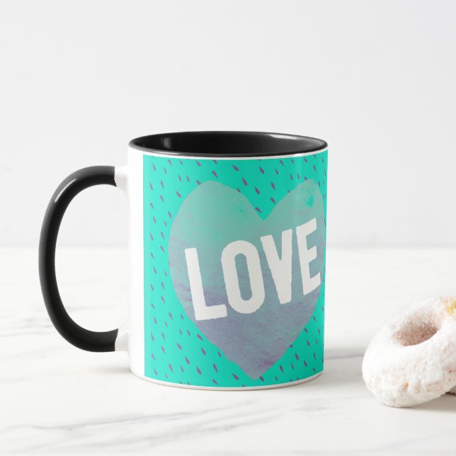 Mug Coeur d'amour turquoise (Avec donut)
