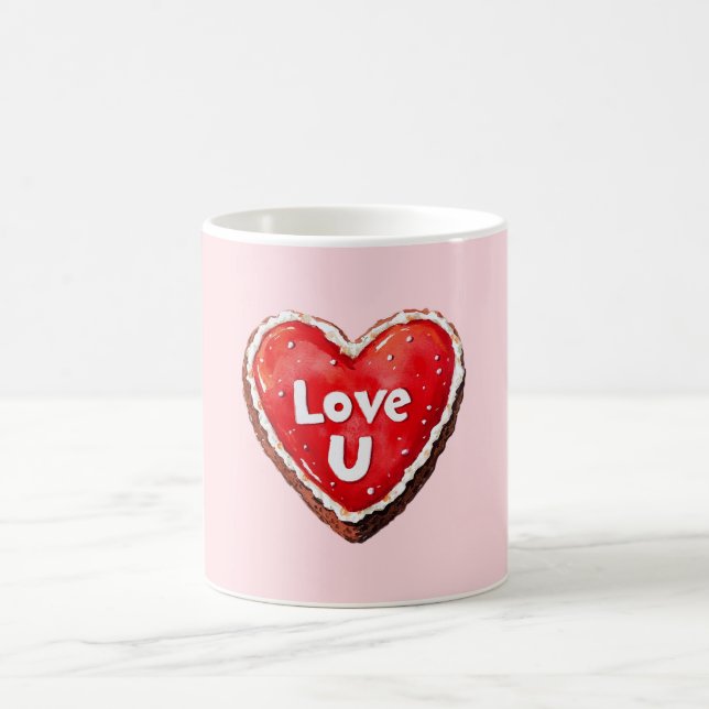 Mug Cœur de chocolat rouge gâteau Love U (Centre)