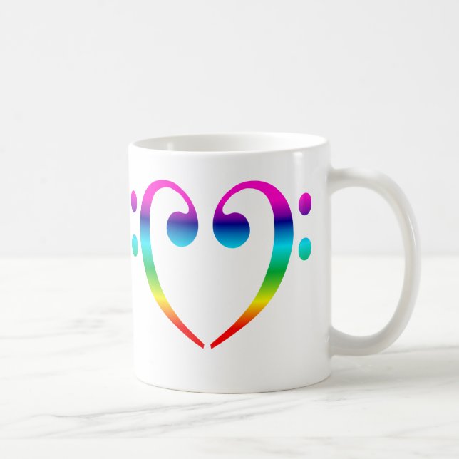 Mug Coeur de clef basse d'arc-en-ciel (Droite)