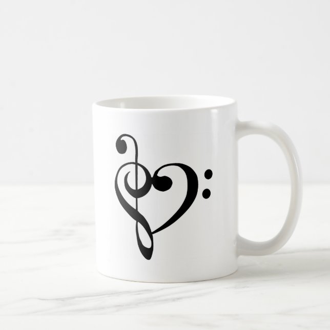 Mug Coeur de clef de base de clef triple (Droite)