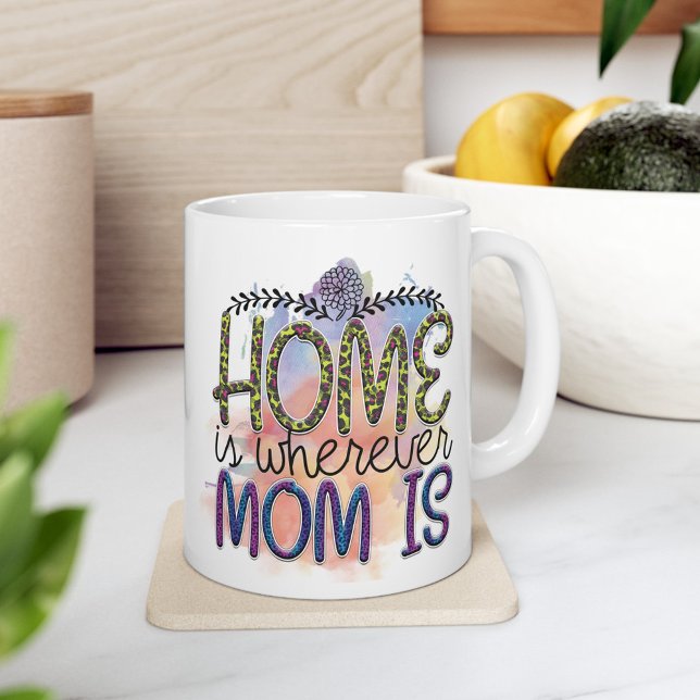 Mug Coeur De Coeur - La Maison Est Partout Où Maman Es (Home is whereever mom is - Mothers day Gift Mug)