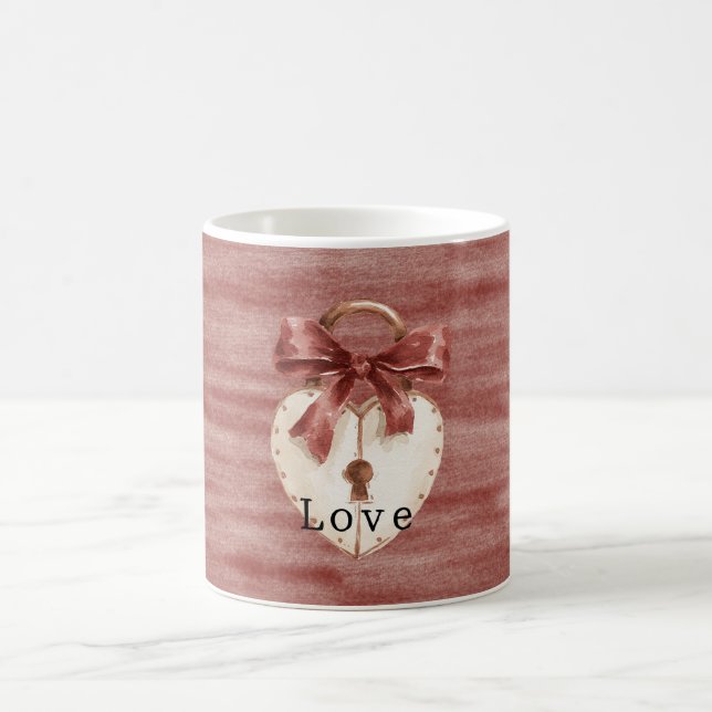Mug Cœur de crème à ruban rouge  (Centre)