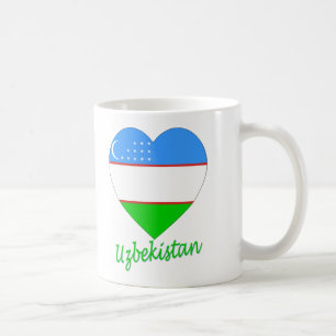 Mug Coeur de drapeau de l'Ouzbékistan