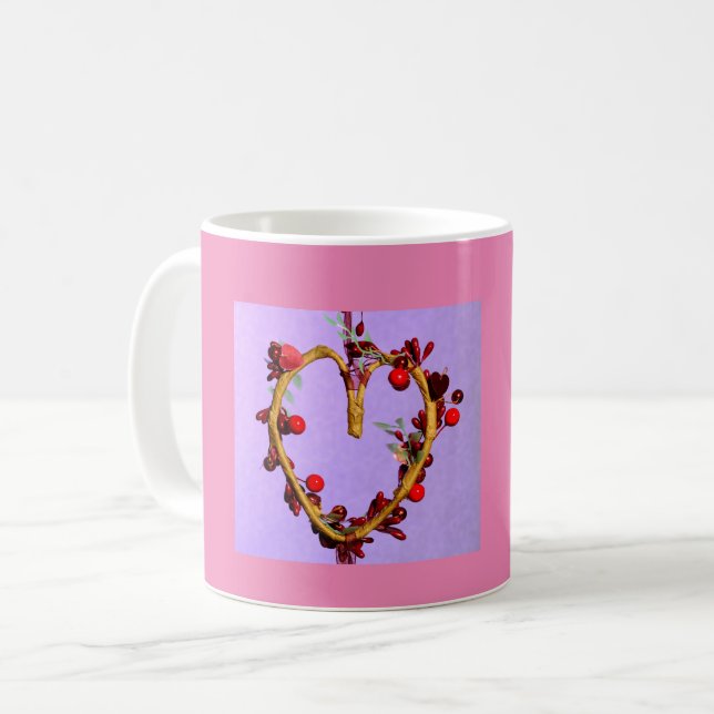 Mug Coeur de fête des mères violet et rose (Devant gauche)
