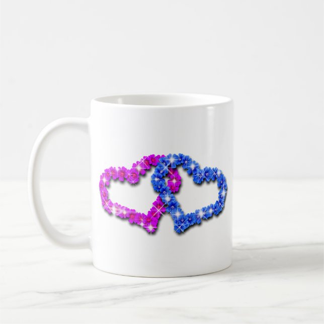 Mug Cœur de fleurs – Conception florale d'amour romant (Gauche)