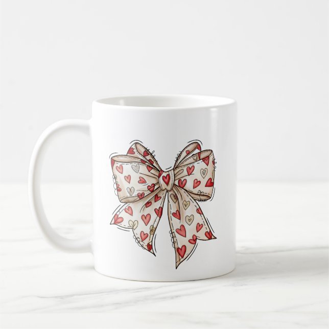 Mug Cœur de la Saint-Valentin Nœud Ruban Mignon (Gauche)
