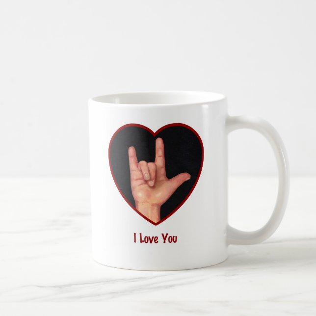 MUG COEUR DE LANGUE DES SIGNES JE T'AIME, MAIN (Droite)