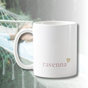 Mug Cœur de léopard doré avec nom personnalisé Rose Po
