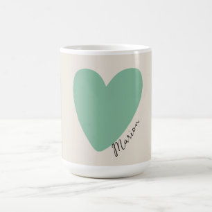 Mug Coeur de Monnaie Vert Maïs Minimaliste Personn