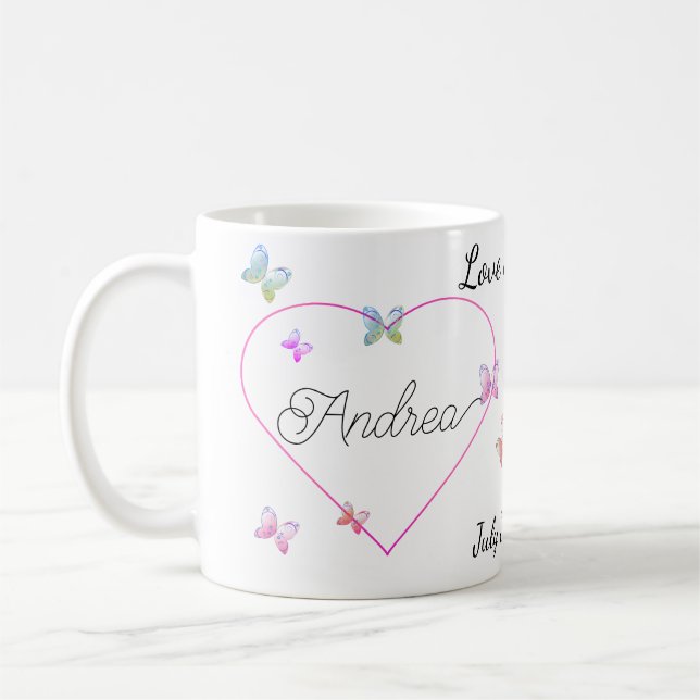 Mug coeur de papillons volants modernes (Gauche)