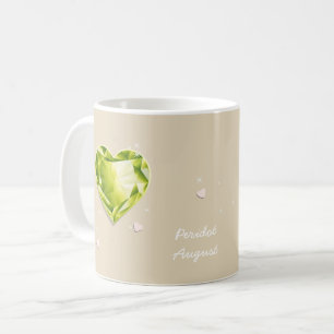 Mug Coeur de Peridot de vert olive d'août de pierres