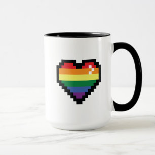 Mug Coeur de pixel arc-en-ciel