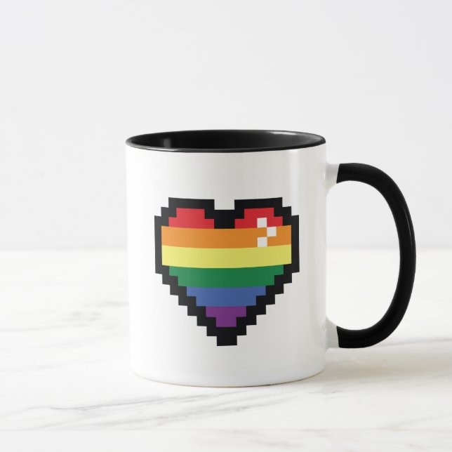 Mug Coeur de pixel arc-en-ciel (Droite)