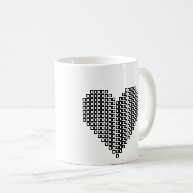 Mug Coeur de pixel noir (Devant droit)