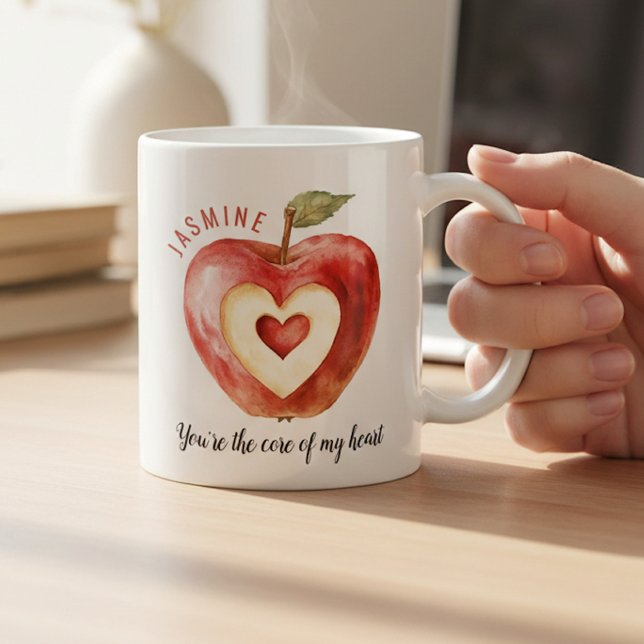 Mug Cœur de pomme rouge romantique Saint-Valentin (Créateur téléchargé)