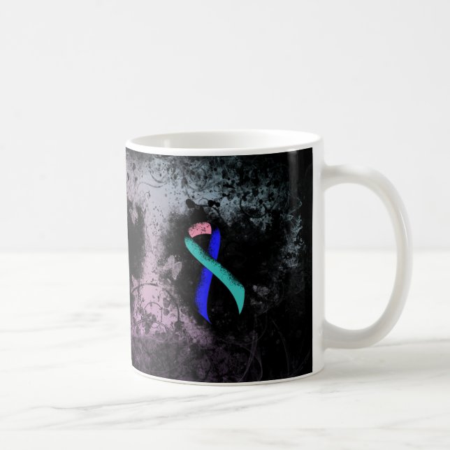 Mug Coeur de pontage turquoise/rose/bleu (Droite)