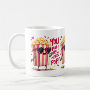 Mug Cœur de Popcorn Design de la Saint-Valentin Pop
