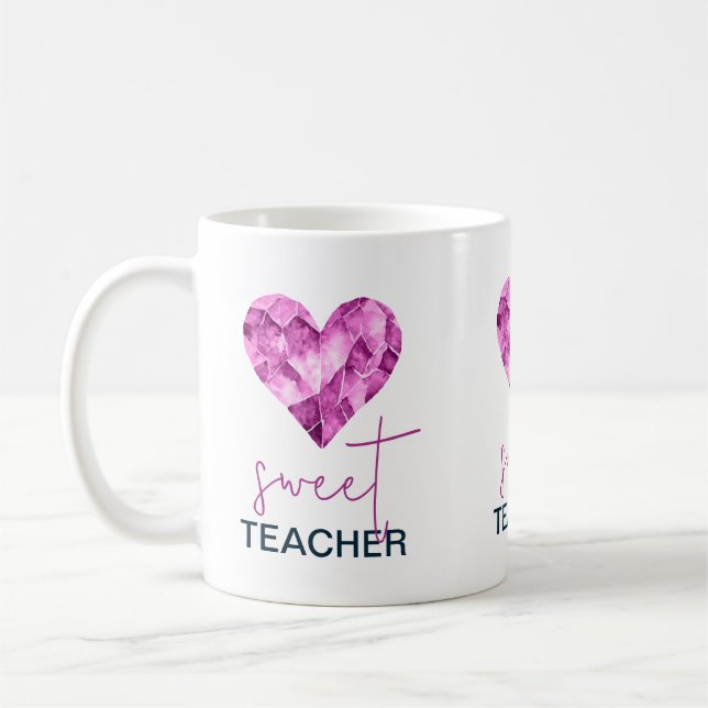 Mug Cœur de professeur doux en violet (Gauche)