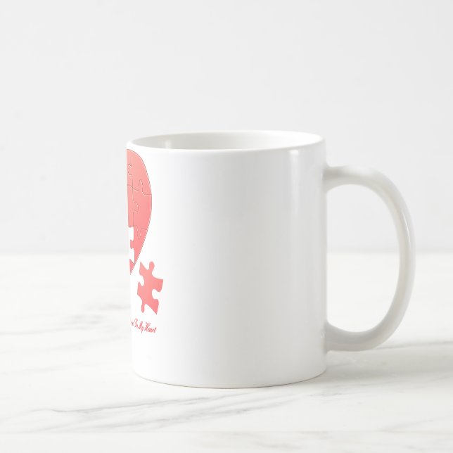 Mug Coeur de puzzle avec le morceau et la citation (Droite)
