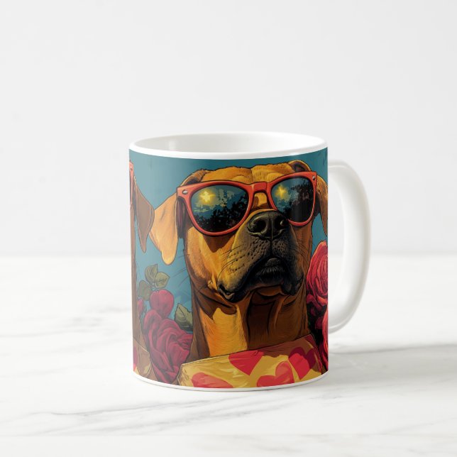 Mug Cœur de Rhodesian Ridgeback Roses Saint-Valentin (Devant droit)